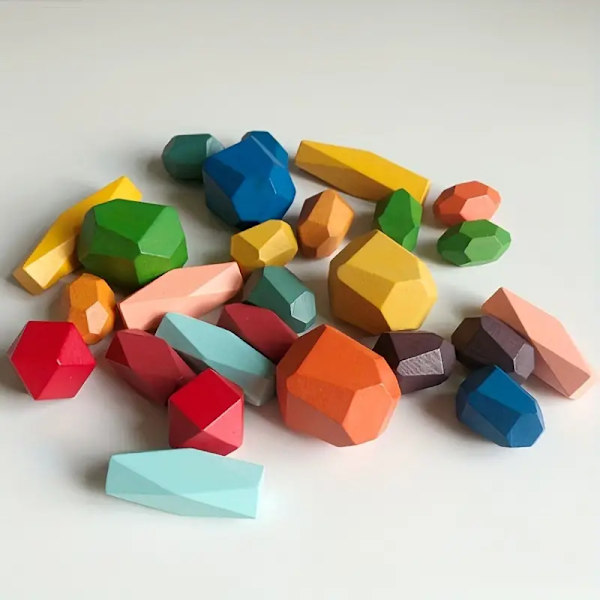 20 stk Montessori Tre Stakke Steiner Balanserende Steiner - Naturtre Byggeklosser