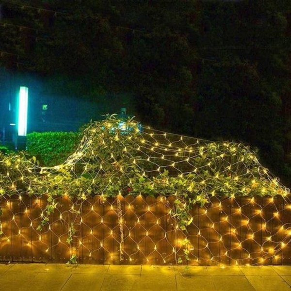 192 LED lysnett 3 x 2 m varm hvit lyskjede for jul