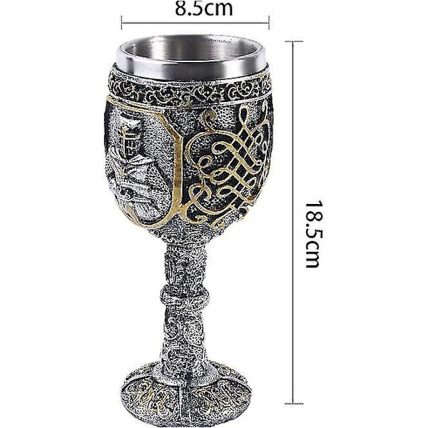 Middelaldersk vikingridder kongelig beger konge vinglass gotisk metall vinglass for temafestdekorasjoner, bryllupsrekvisitt whiskyglass personlig rød-