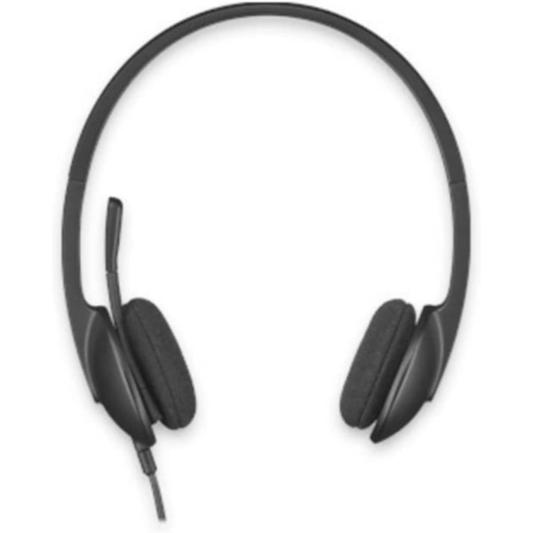 H340 Headset med ledning, stereohodetelefoner med støydempende mikrofon, USB, PC/Mac/bærbar PC - Svart