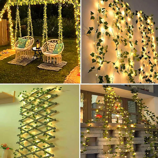 10M 100 LED Solcelle Lys String Kunstig Efeu 8 Modes IP65 Vandtæt Solcelle Efeu Lys String Have Terrasse Altan Soveværelse