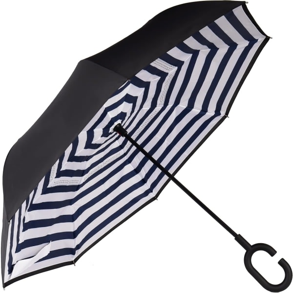 Dobbeltlags inverterte paraplyer Invertert sammenleggbar paraply Frittstående vindtett UV-beskyttelse Stor rett reiseparaply med håndtak i C-form