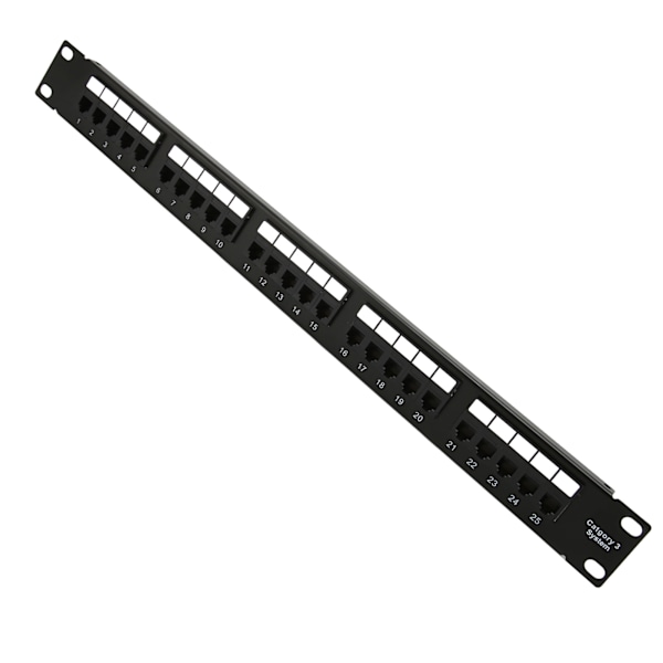 RJ11 Gjennomgående Hull 25 Porter Anti-Interferens Gullbelagt Pin CAT3 Patch Panel for 19 Tommers Stativskap 0.7