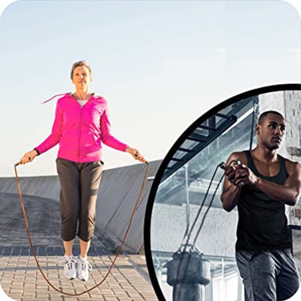 Hopprep med trähandtag, justerbar läderhastighet, fitness