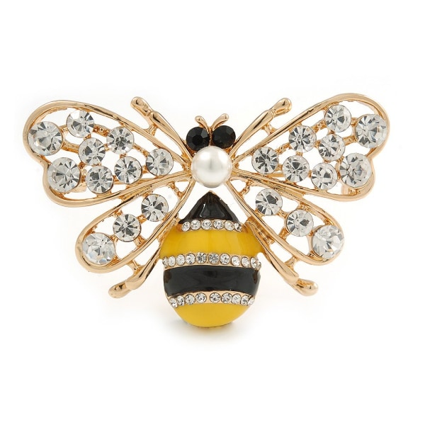 Crystal Yellow/Black Enamel Bee Brooch