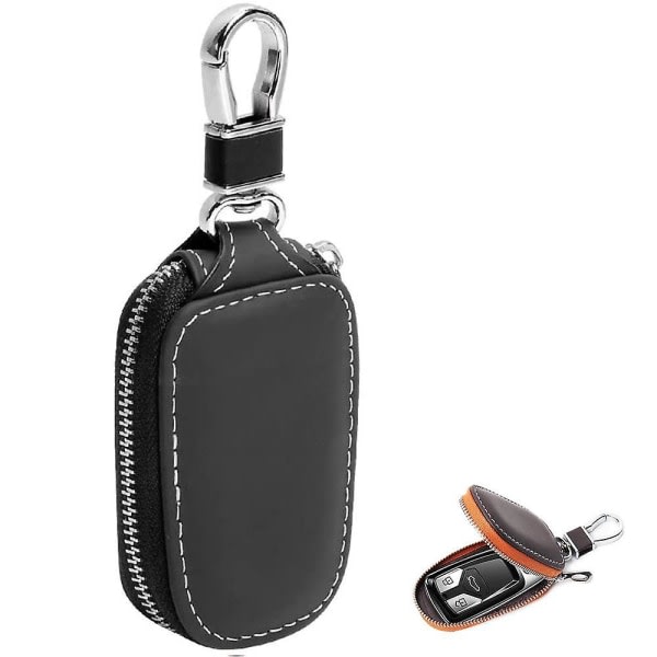 Musta case , nahkainen auton avainlaukku Auton kauko-ohjain avaimenperä auton avainrenkaan vetoketjulle