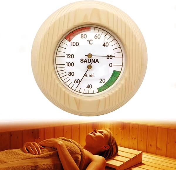 Bastutermometer trä inomhustermometer 2-i-1 termometer och hygrometer med precisionsskala bastutillbehör utomhus levande