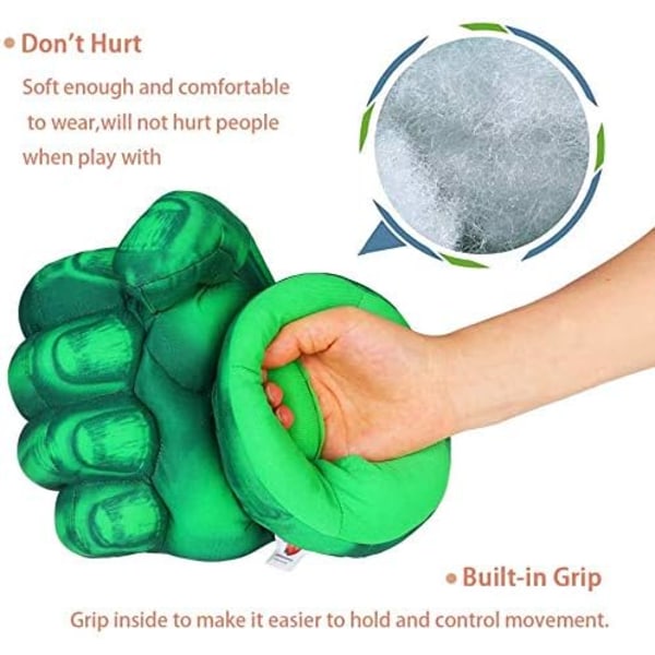 Superhjältehandskar för barn Superhjälte Leksak Superhjälte Händer Barn Mjuk Plysch Superhjälte Nävar Cosplay för Pojke Jul Halloween Födelsedagspresent (grön) Green