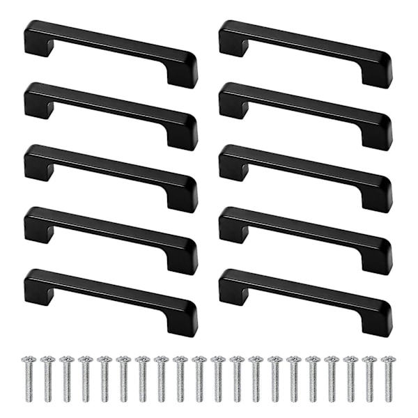 10 stk skaphåndtak i svart med skrue for kjøkkenskap, garderobe, hulldiameter 96 mm