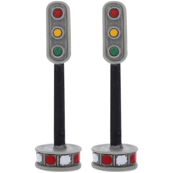 2 kpl miniatyyrikatuvalaisimet mallit Stop Light Lamp Lelu Minitalon rakennusmateriaali (6X2X2CM，Valikko väri)