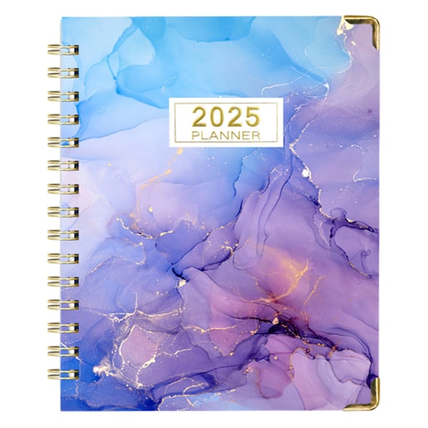 Kalender 2025, A5 Veckokalender, Januari 2025 - December 2025, Rosa, Blå och Lila, Dubbel Spiralbindning, Hård Pärm, Elastisk Stängning, 21,5