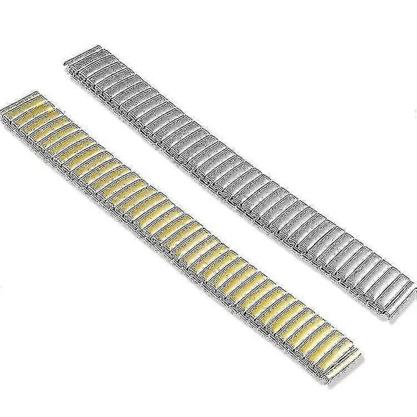 12 14 16 18 20mm Stretch Expansion Rostfritt Stål Klockarmband Infällbart Armband Metall Elastisk Klockrem Tillbehör Armband-Guld Silver Silver 16mm