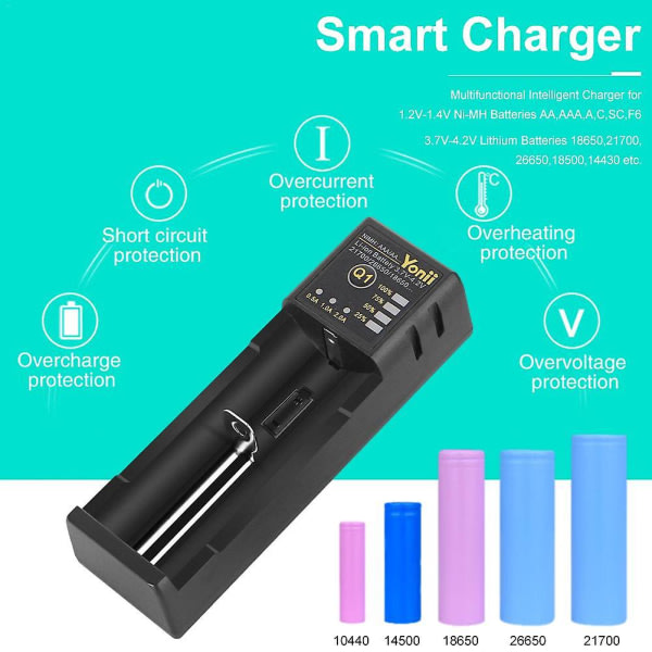 Laddare 26650 USB Smart Nickel Hydrogen Aa Aaa 21700 Single Slot Lithium Batteriladdare