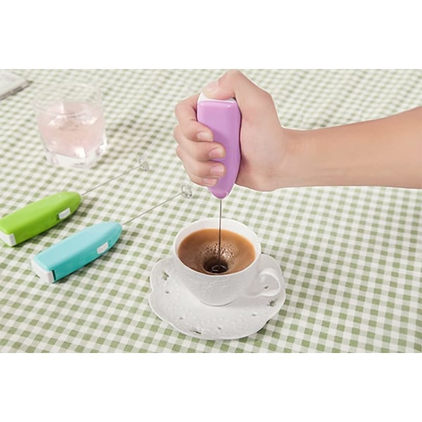 2 kpl/pakkaus Mini kädessä pidettävä sähköinen kahvisekoitin ruostumaton teräs varsi Maidonvaahdotin Juomasekoitin Vispilä munavatkain sähköinen, sininen ja violetti