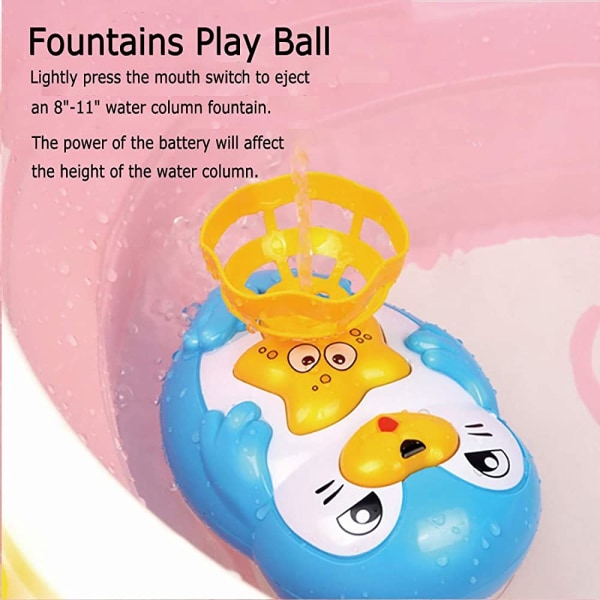 Badelegetøj til småbørn 3-6 år - Seal Spray Vandlegetøj med 2 bolde, Badesprinklerlegetøj til børn, ideer (blå)