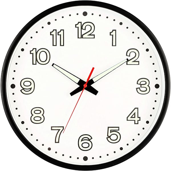 12 tommer moderne natlampe vægur, lydløs