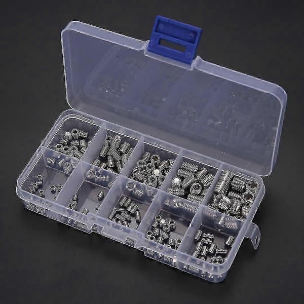 200 st 304 Rostfria Skruvar Sortimentslåda Set M3/m4/m5/m6/m8{AZC}