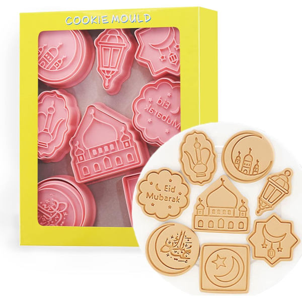 8-deliga Eid Mubarak Kakformar Set 3D Islamisk Ramadan Kakform
