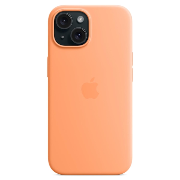 iPhone 15 -kuori, yhteensopiva MagSafe-latauksen kanssa, naarmuuntumaton silikonipuhelinkuori, oranssi Orange iPhone 15