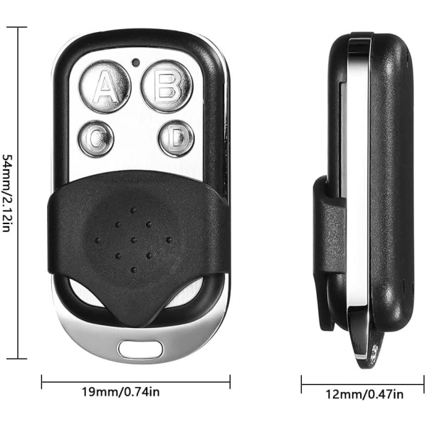 2 Pieces Universal Gate Remote Control Garage Door Transmitter 433.92MHz Key Cloning Universal Wireless Remote Fob Car 4 Buttons for Car Garage Door