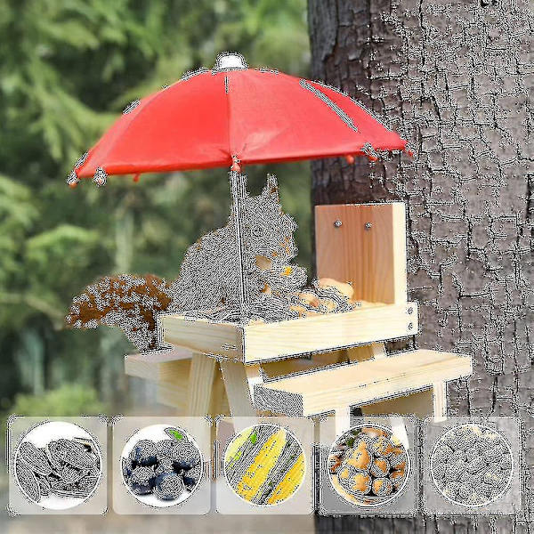 Egern Foderhus Vejrbestandigt Egern Picnicbord Træ Egern Foderbord Med Parasol [adva