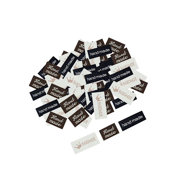 1/2/3/5 100x Handgjorda engelska etiketter Taggar tyg DIY kläder handgjorda krontryck 120 st Handmade Crown Print 120 Pcs 1 Set