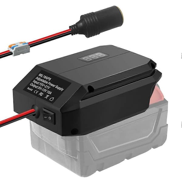 DC 18V til 12V Nedtransformator for 18V Batteri, Sigarettenneradapter, Power Wheel Adapter for Bil