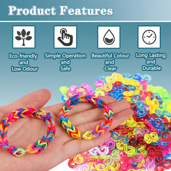 360st S-klämmor Loom Band-klämmor Plastkontakter Påfyllningsfärg