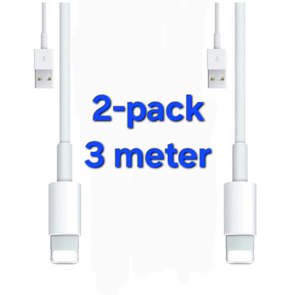 2-pakning - Ladekabel Lightning iPhone 2-pack. 3 meter