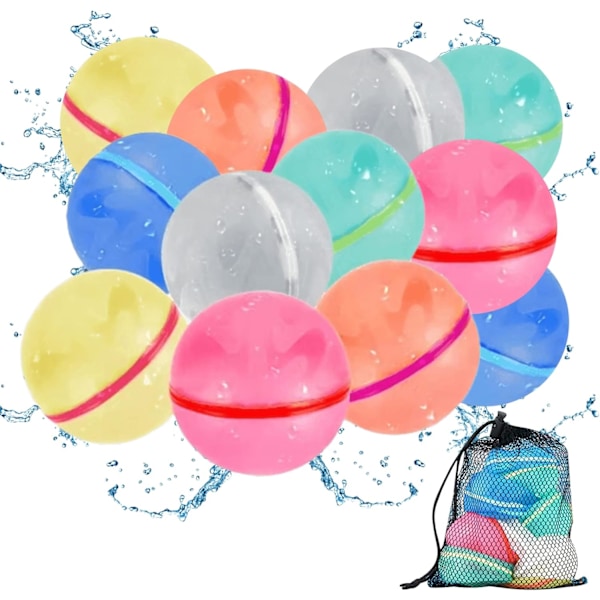 Återanvändbara Vattenballonger, 2024 Uppgradering Icke-Avtagbar Magnetisk Vattenballong, Självförslutande Vattenbomber Splash Balls Sommar Utomhusleksaker - 12-pack
