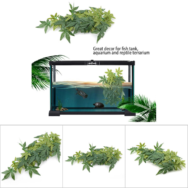 Grøn Kunstig Plante Falske Blade Akvarium Fiskekum Reptile Terrarium Ornamenter Dekoration 40cm