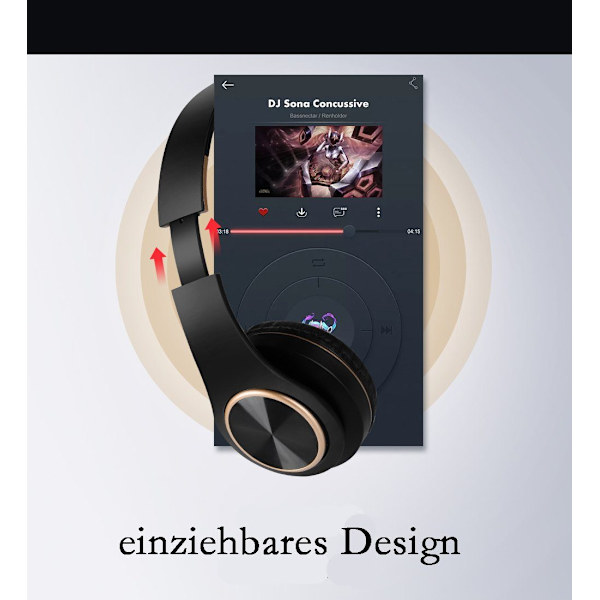 Bluetooth-hodetelefoner over ear, svart, for iPhone/ipad/Android/bærbare datamaskiner