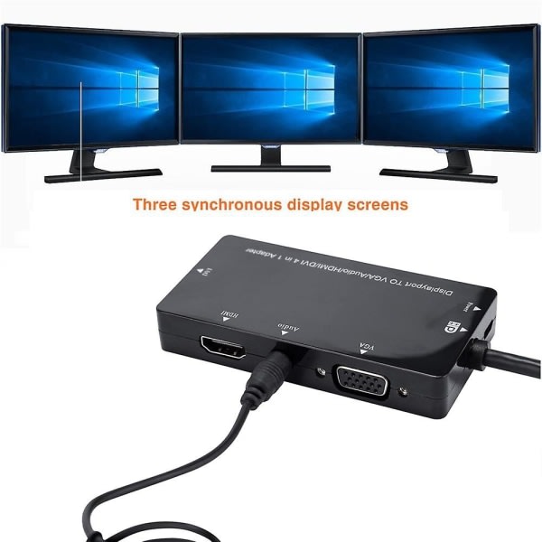 in 1 Displayport Dp Till Vga Hdmi Dvi Audio USB Adapter Kabelomvandlare för PC