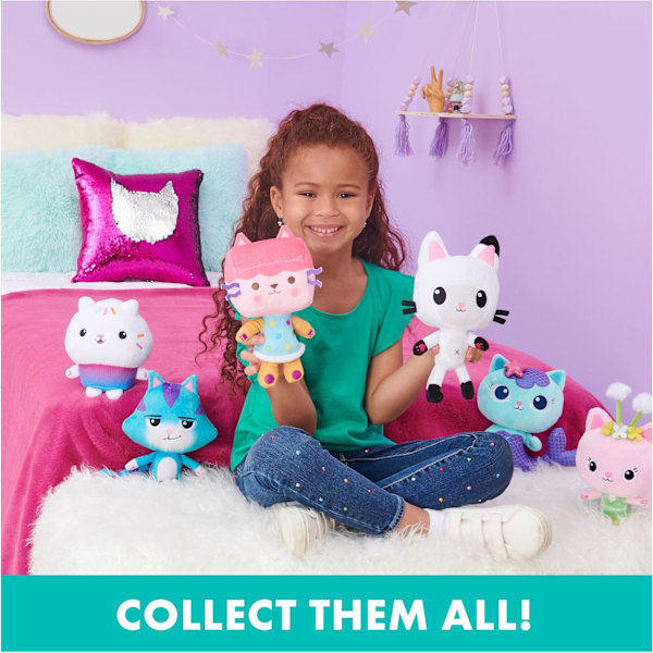 Gabby's Dollhouse, 7-tommers Kitty Fairy Purr-ific plysjleketøy, barneleker for barn fra 3 år og oppover