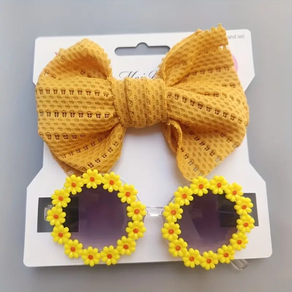 todelt søte barnesolbriller og blomsterhårbåndsett for gutter og jenter