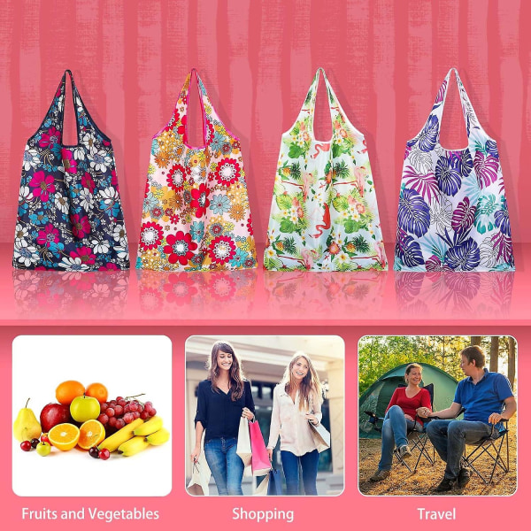 4 reusable shopping bags: collapsible and washable grocery bags