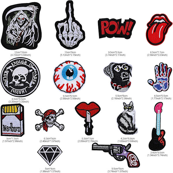 15 stk. seje design broderi stryge-på patch, broderi S