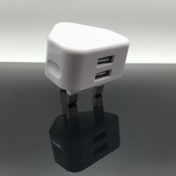 Pakke med 3 Dual Port USB-vægstikadapter UK Kompakt netopladning 2,1A