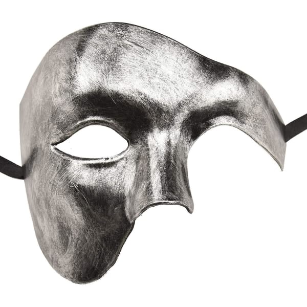 Maske til mænd Halloween Phantom of the Opera Masquerade Mask Sølv