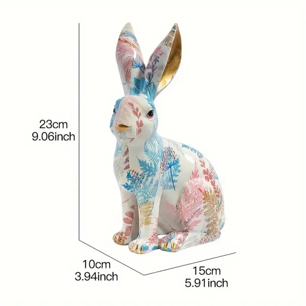 1pc Water Transfer Printed Graffiti Easter Rabbit Resin Ornament, Home Living Room