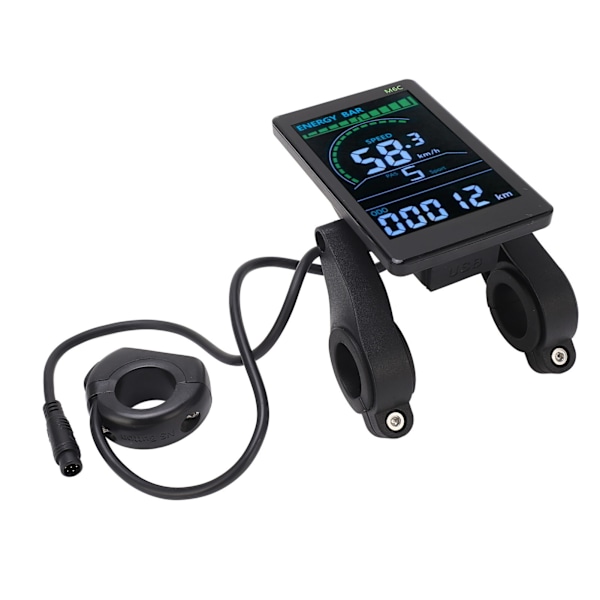 M6C Elcykel LCD-displaymätare ABS Elcykel Display Kontrollpanel med 6-polig Vattentät Kabel Huvudlampskonnektor 24V 36V 48V 60V