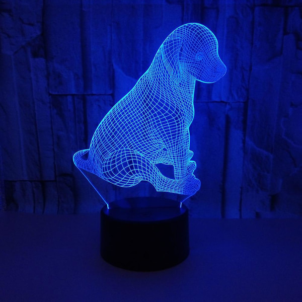 Söpö koira, värikäs 3d visuaalinen kosketusnäyttö pöytävalaisin led-akryylilamppu luova energiaa säästävä valo kotiin joulukuu-