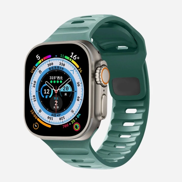 Blødt silikonearmbånd til Apple Watch Band Ultra 49mm 44mm 45mm 42mm 41mm 42mm 38mm Sports Watch Band iwatch Serise 8 7 6 5 Armbånd 08-Pine-Green 08-Pine green 42mm 44mm 45mm 49mm