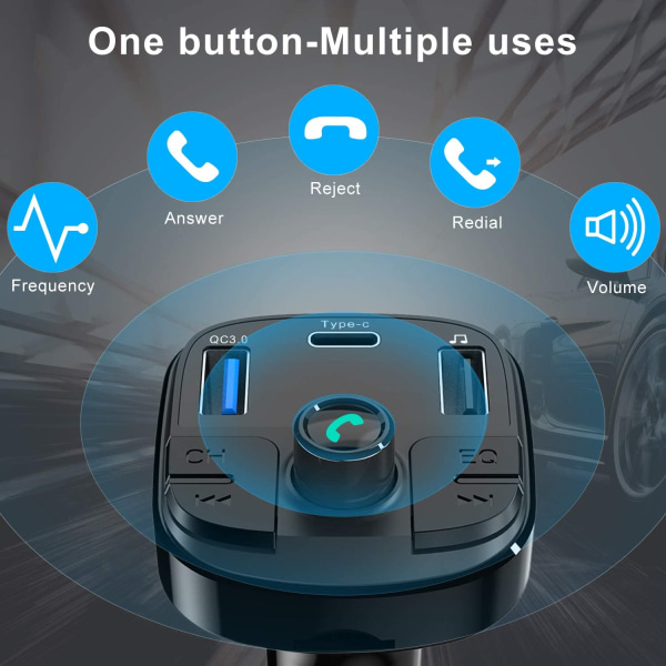 Bluetooth 5.0 -auton FM-lähetinautolaturi QC3.0:lla