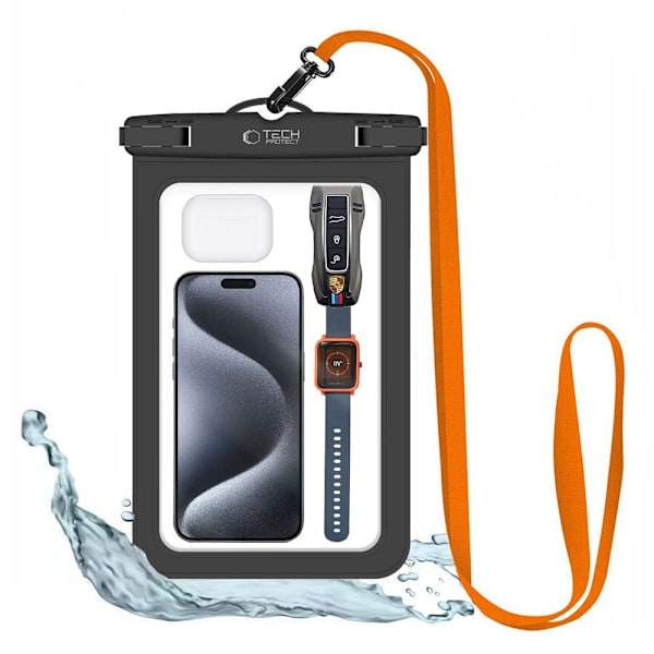 Tech-Protect Universal Vandtæt Taske 8,9\" Sort/Orange