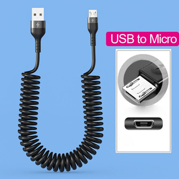 Spring Data Kabel Mobiltelefon Opladerkabel SORT 1MMICRO USB Sort Black 1mMicro USB-Micro USB