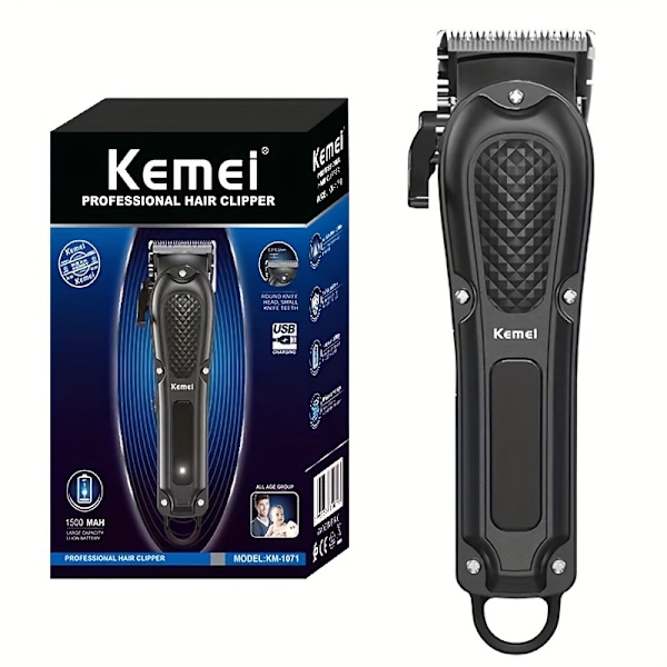 Kemei KM-1071 Sähköinen Hiustenleikkuri USB Latautuva Langaton Parranleikkuri Miehille Tehokas Hiustenleikkuri Leikkaustyökalu