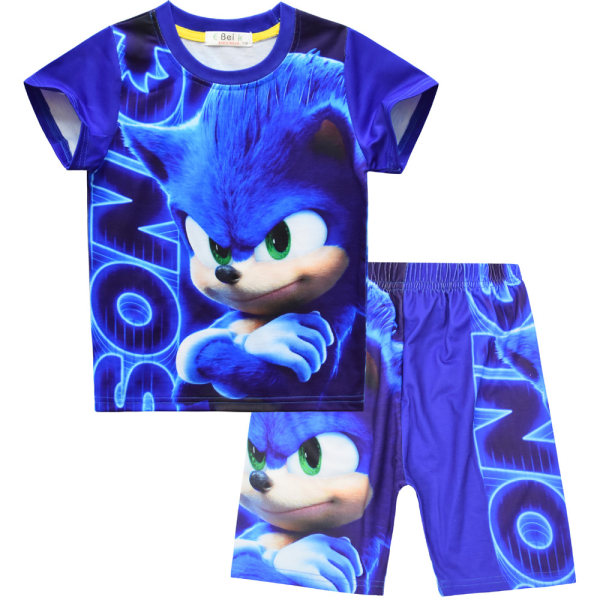 Sonic the Hedgehog Summer Outfit Set T Shirt Shorts för Kids Boy Blu Blue 7-8 Years = EU 122-128