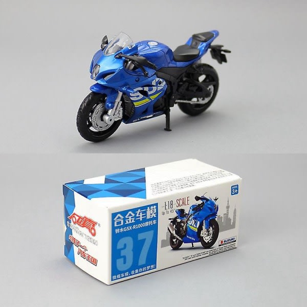 Diecast Metal Toy Vehicle Model 1:18 Scale Suzuki Gsx-r1000 Motorcycle Super Racing Educational Collection Gift Match Box Valkoinen