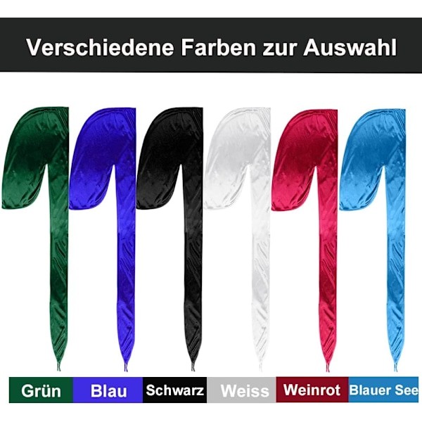 6 stk Silkeslen Men Durag, Pak Durags Do Rags med Lang Hale og Brede Stropper til Mænd Kvinder, 6 Farver